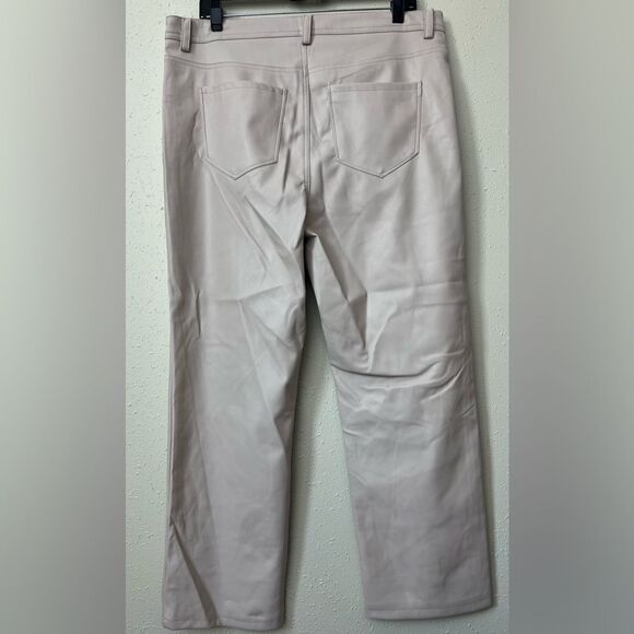 089 New Kensie Vegan Leather Pants in Cream Size 14 - Picture 2 of 9
